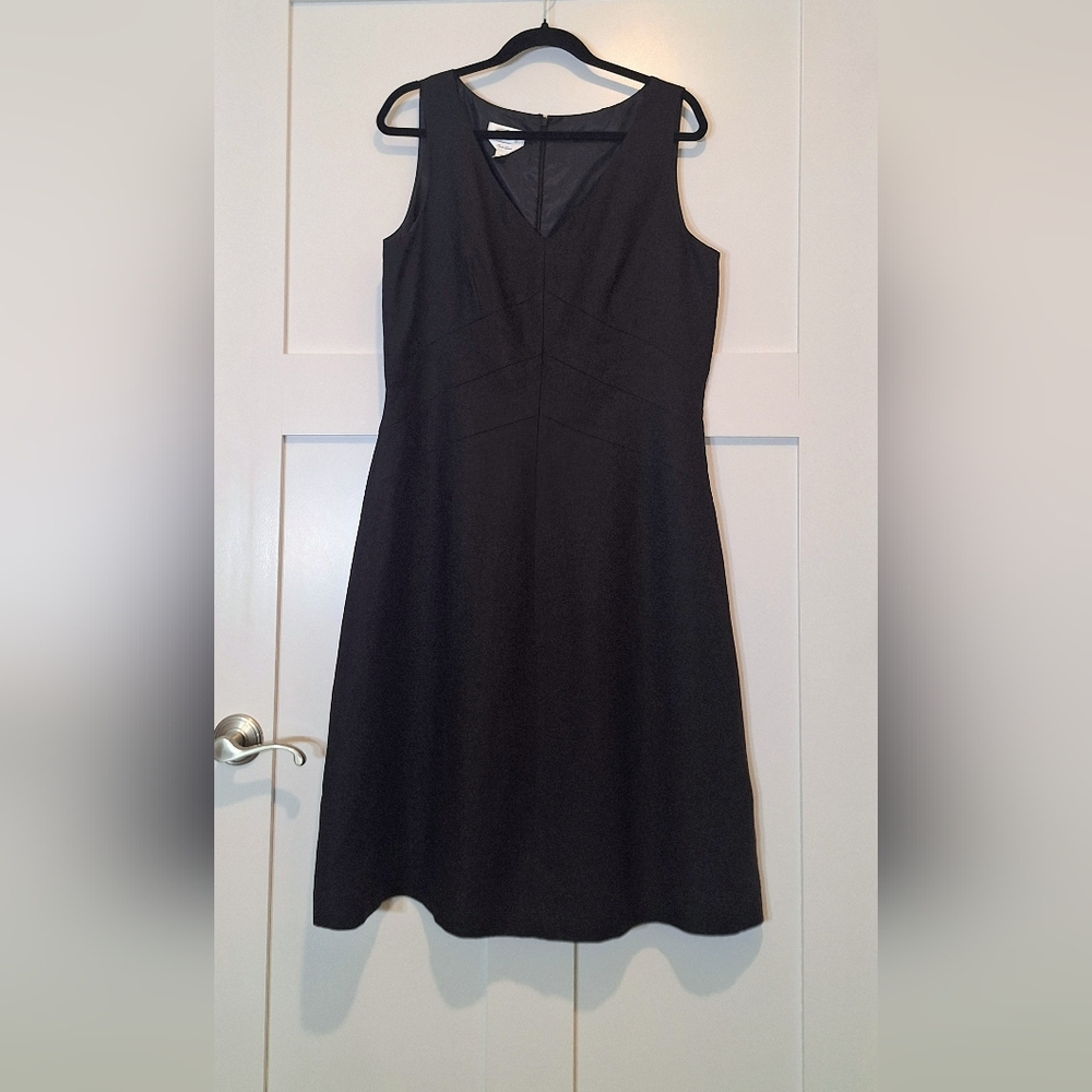 Talbots Vintage Irish Linen Black Sleeveless Sheath Midi Dress Plus Size 14